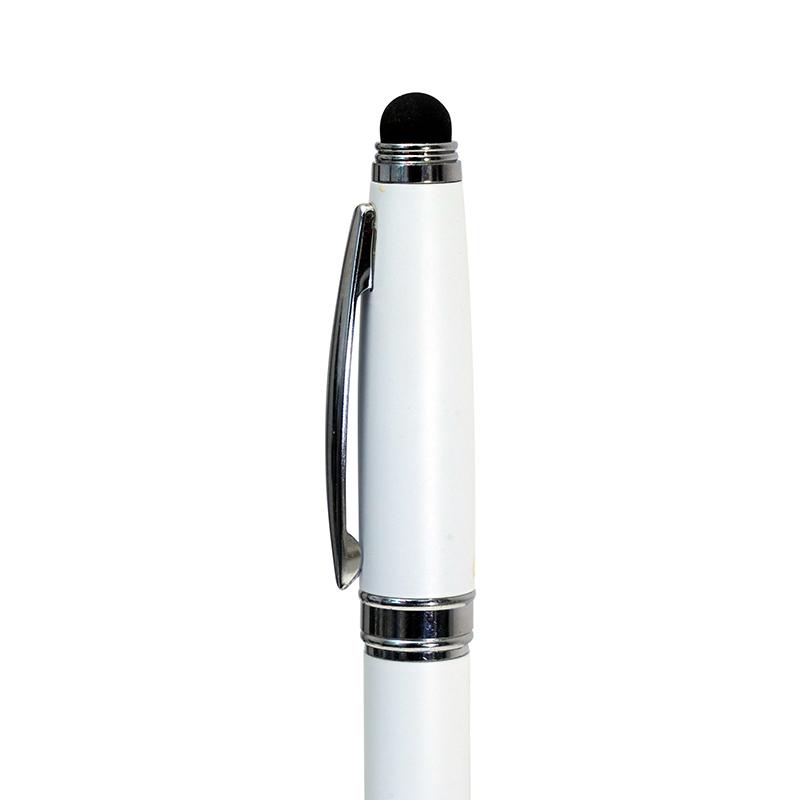 Rubberized Metal Pen With Stylus - White